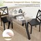 Costway 36" Round Glass Dining Table for 4 with Tempered Glass Tabletop Rubber Wood Frame Natural/Black